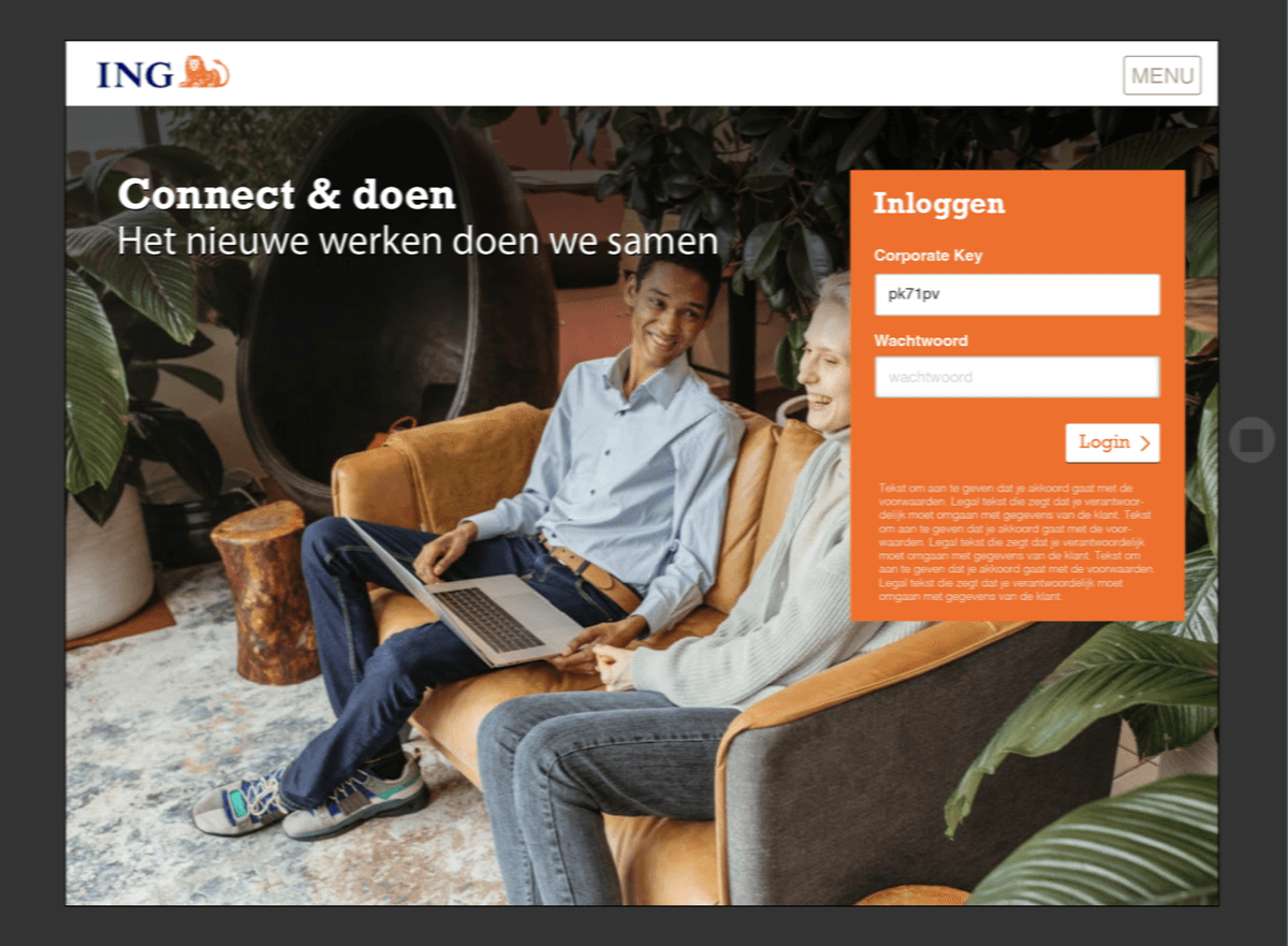 ING Mobile Services Portal - tablet portal interface examples